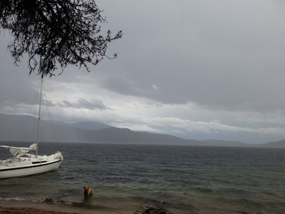 Sailed my buddy's boat to the top of Priest Lake, ID in less than ideal weather.