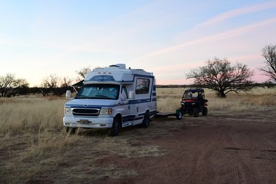 Setting up for the evening with 4x4 launched in readiness after arrival