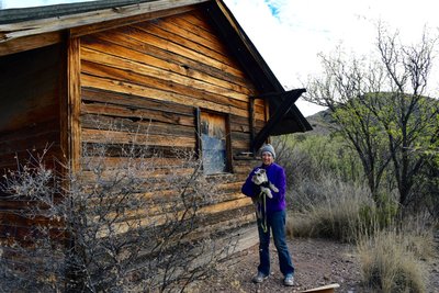 The rustic cabin and surrounding forest held many interesting scents for our puppy