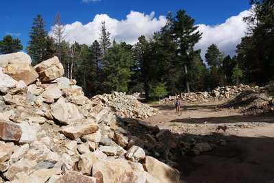 A few boulders had to be cleared for the FS road